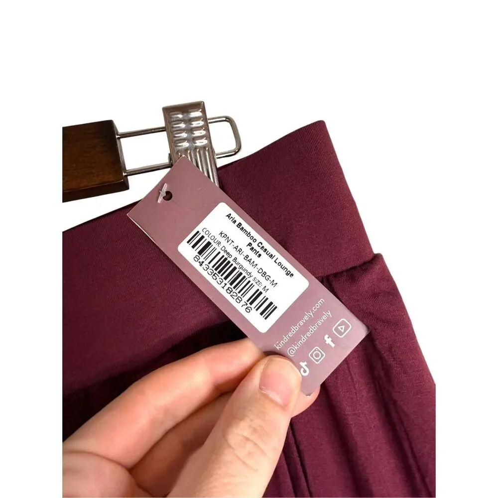 Kindred Bravely Aria Casual Lounge Pants Deep Burgandy Size Medium NWT - Picture 7 of 7